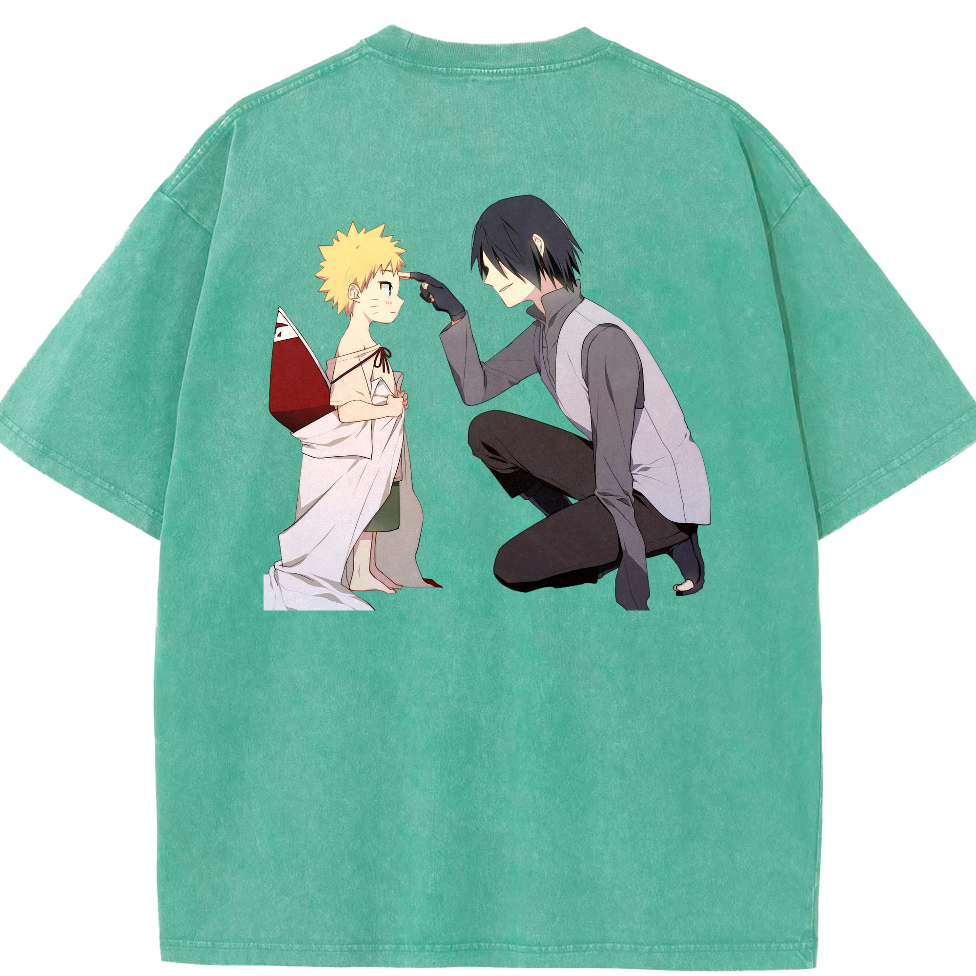 （画像用） NARUTO -ナルト- うちは サスケ Uchiha Sasuke 綿100% ヴィンテージ風 半袖Tシャツ（背面プリント）